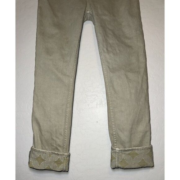 Johnny Was Reina Cuffed Sage Green Boyfriend‎ Jeans Women’s Sz 25 Embroidered - Picture 3 of 9